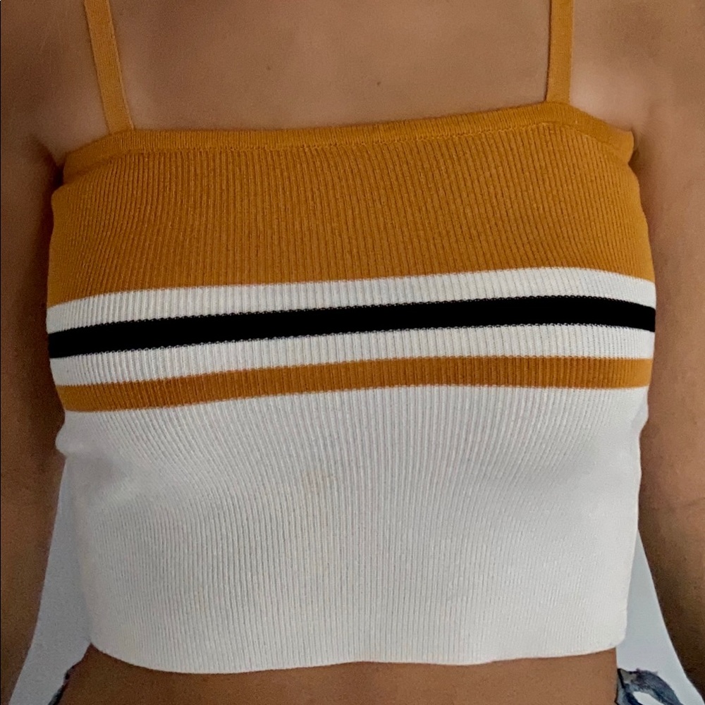 Brown,black, and white striped tank top